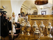 Святейший Патриарх Кирилл совершил в Донском монастыре Литургию Преждеосвященных Даров и молебен на начало чина мироварения, 22.04.2019 Святейший Патриарх Кирилл совершил в Донском монастыре Литургию Преждеосвященных Даров и молебен на начало чина мироварения, 22.04.2019